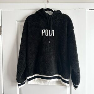 Polo Ralph Lauren Black & White Pile Fleece Hoodie NWT